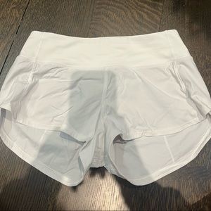 Lulu lemon white shorts,low rise speed ups. Length: 2.5.
